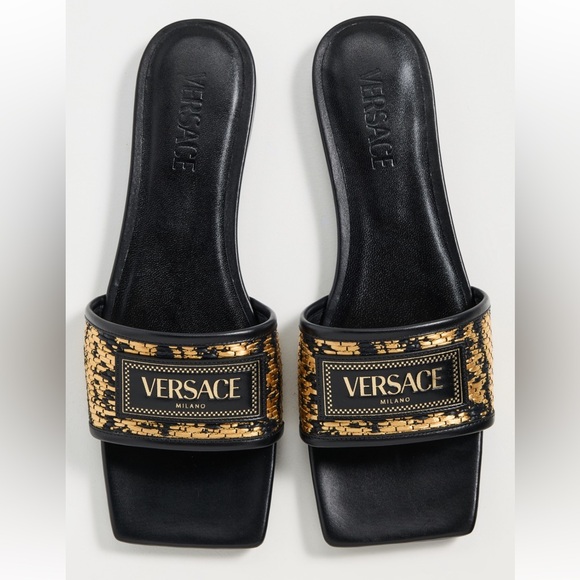 Versace Barocco Raffia Slides - Picture 1 of 6